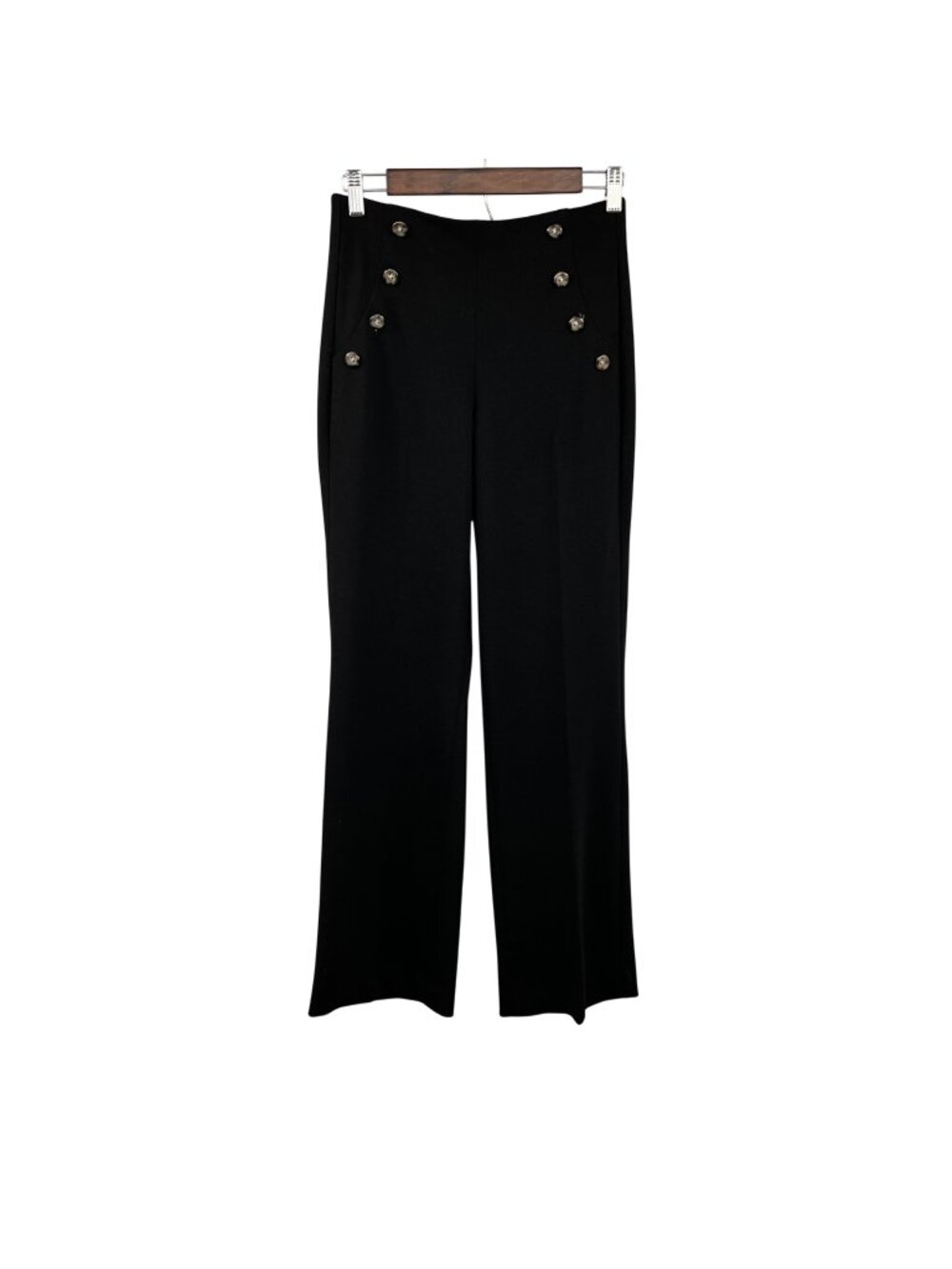 Express Women's Wide Leg Dress Pants Black Buttons XS Pull On